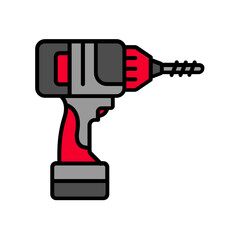 Poster - Power Drill icon. fill color icon