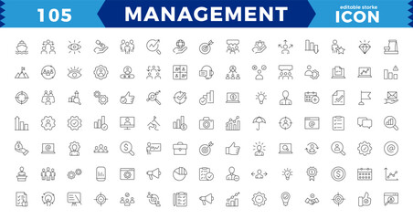 business and management line icons set, web icons in line style.career, human resources, employee, s