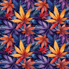 Wall Mural - seamless pattern with vibrant marijuana leaves