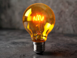 A glowing lightbulb on a textured background, illustrating the concept of a bright idea, Generative AI. Generative AI