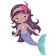 Beautiful sea mermaid vector cartoon illustration