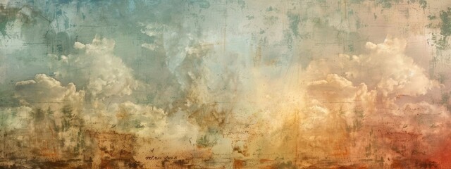 Wall Mural - photography backdrop texture, painted soft clouds, vintage,