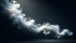 Dynamic white smoke flowing against a dark background, illustrating concepts of motion and fluidity. Generative AI