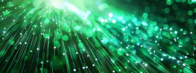 Wall Mural - technology green and fiber optic background