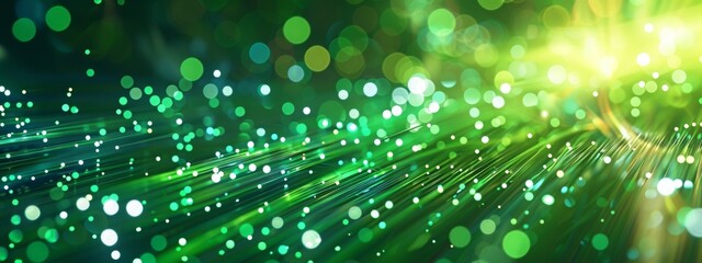 Wall Mural - technology green and fiber optic background
