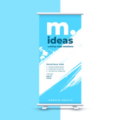 Wall Mural - white and blue roll up standee poster for outdoor marketing