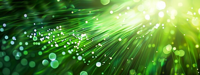 Wall Mural - technology green and fiber optic background