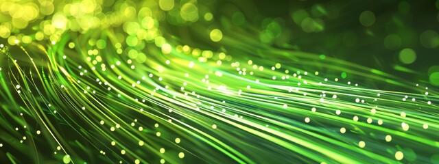 Wall Mural - technology green and fiber optic background