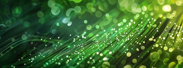 Wall Mural - technology green and fiber optic background