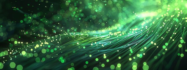Wall Mural - technology green and fiber optic background