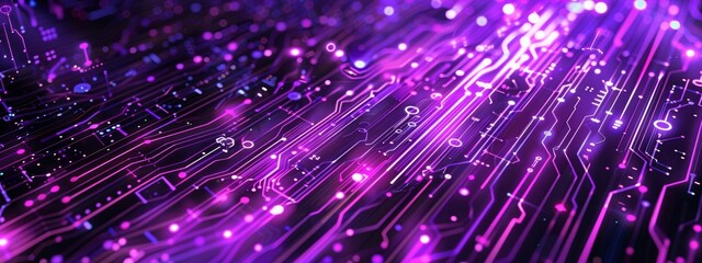 Wall Mural - technology purple and fiber optic background