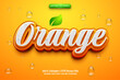 Super Fresh Orange with water drop 3d logo template editable text effect style