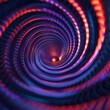 Deep neon tunnel drawing into a hypnotic spiral of blue and red hues