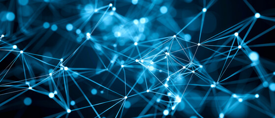 Wall Mural - abstract blue network connections on a dark background, representing the concept of connectivity. ge
