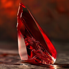 Crimson Glass Shard on White Background