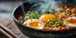 Spicy ramen bowl, soft boiled egg, steam rising, close focus, vibrant colors, soft backlight