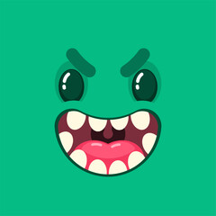 vector cartoon face evil laughing expression. cute, monster