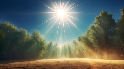 Canvas Print - The sun's rays and spotlight flash. translucent sunlight with a unique lens flare effect.