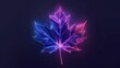 Luminescent Maple Leaf in Purple Hues with Neon Outline
