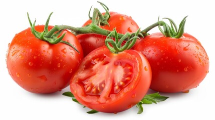 Wall Mural - Tomatoes isolated on white background. with clipping path. Full depth of field.