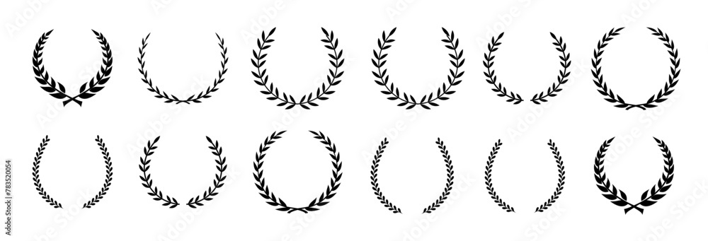 Laurel wreath silhouette vector collection. Stock Vector | Adobe Stock