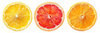 Round citrus slices isolated on transparent background