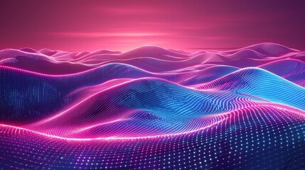 Wall Mural - Glowing neon golf: A 3D vector illustration of a neon pink and blue