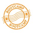 BOOTCAMP, text written on orange postal stamp.