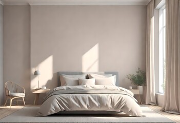 Poster - interior of bedroom with a bed