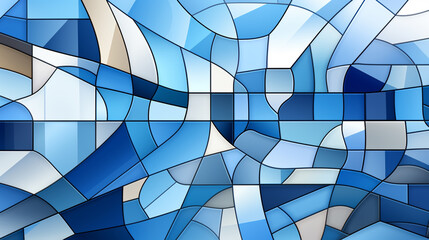 Wall Mural - Geometric shapes on abstract blue background
