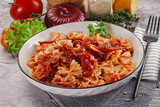 Fototapeta Kuchnia - Italian pasta with dry tomato