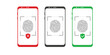 Mobile phone. Set of fingerprints . Security access sign.Safety lock. Vector illustration .