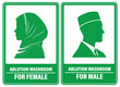 set of moslem restroom sign or ablution sign isolated. 3D Illustration