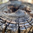 A close-up of a tree stump, with rings of growth and weathered bark adding --v 6.0** - Image #4 @BAN ME?