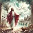 Palm Sunday Reverence: Watercolor Portrait of Jesus Christ in Christian Tradition