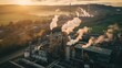 © Justlight - In a picturesque countryside setting a biofuel factory stands tall with its towering smokestacks emitting nothing but transparent vapors. This is made possible by the advanced carbon .