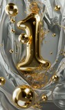 Fototapeta Do akwarium - Abstract Golden Number Four Bubbles Artwork