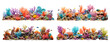 Set of picturesque coral reefs, cut out