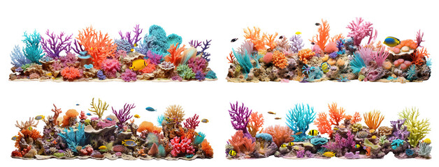 Wall Mural - Set of picturesque coral reefs, cut out