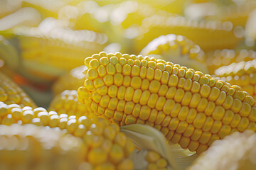 Wall Mural - Fresh Sweetcorn on the Cob: Close-up of Healthy Yellow Maize, a Raw Ingredient in Vegetarian Cooking