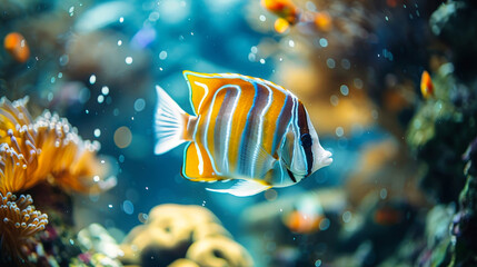 Wall Mural - Orange and White Clown Fish Swimming in Aquarium