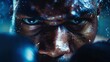 Close-up of a boxer's intense gaze, illuminated and poised to dominate the match, showcasing strength and readiness in 4k