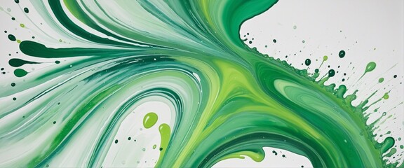 Wall Mural - green acrylic stain element on white background in bright colours 