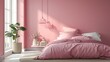 Cozy Pink Bedroom Interior with Natural Light