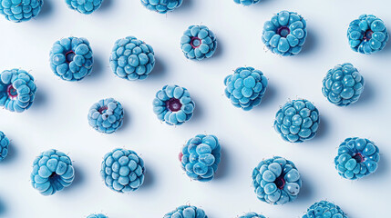 Wall Mural - Fresh ripe blue raspberry on white background