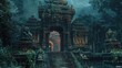 Rain shadow temple, hidden sanctuary, mystical rites, rainless boundary, 