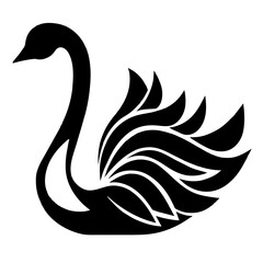 Wall Mural - Black silhouette of a swan.vector art of a swan illustration isolated on white background