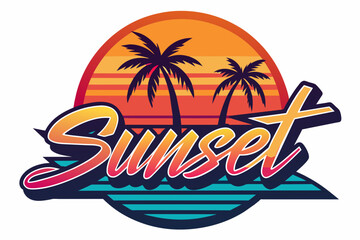 Wall Mural - summer-vibes-hawaii-beach- sunset--t-shirt-design-vector illustration 