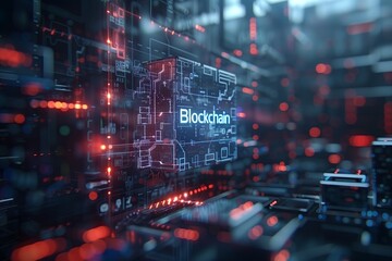 futuristic blockchain concept, internet, transactions and secure communications