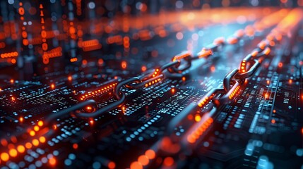 futuristic blockchain concept, internet, transactions and secure communications